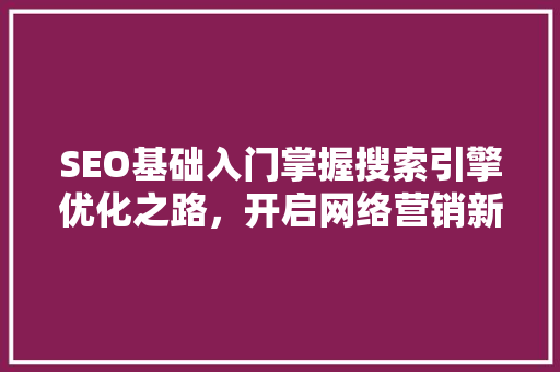 SEO基础入门掌握搜索引擎优化之路，开启网络营销新篇章