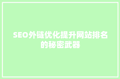 SEO外链优化提升网站排名的秘密武器