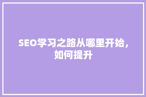 SEO学习之路从哪里开始，如何提升