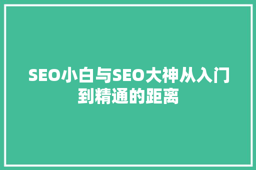 SEO小白与SEO大神从入门到精通的距离