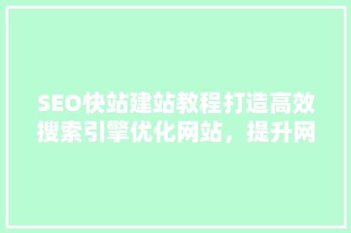 SEO快站建站教程打造高效搜索引擎优化网站，提升网站排名与流量
