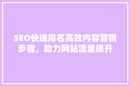 SEO快速排名高效内容营销步骤，助力网站流量提升