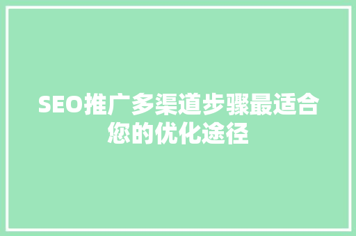 SEO推广多渠道步骤最适合您的优化途径
