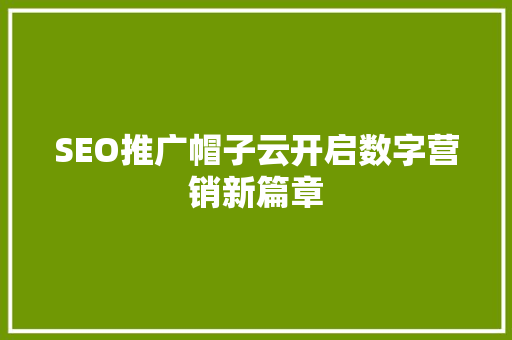 SEO推广帽子云开启数字营销新篇章