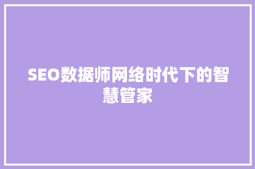 SEO数据师网络时代下的智慧管家
