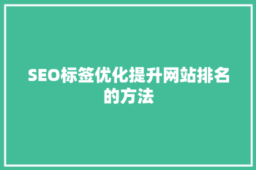 SEO标签优化提升网站排名的方法 SEO标签优化提升网站排名的方法