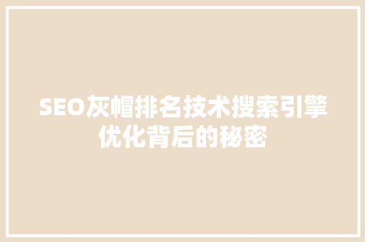SEO灰帽排名技术搜索引擎优化背后的秘密 SEO灰帽排名技术搜索引擎优化背后的秘密