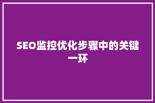 SEO监控优化步骤中的关键一环