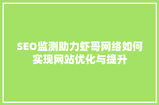SEO监测助力虾哥网络如何实现网站优化与提升