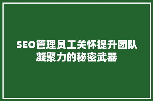 SEO管理员工关怀提升团队凝聚力的秘密武器