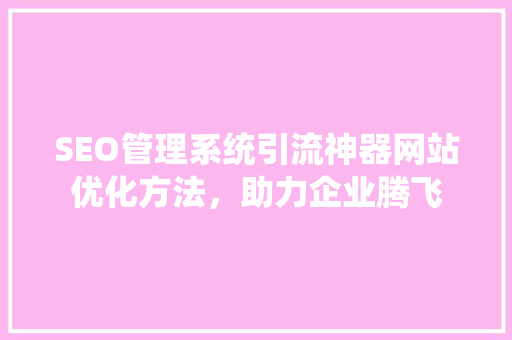 SEO管理系统引流神器网站优化方法，助力企业腾飞