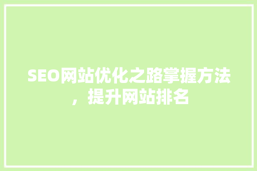 SEO网站优化之路掌握方法，提升网站排名
