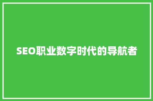 SEO职业数字时代的导航者 SEO职业数字时代的导航者