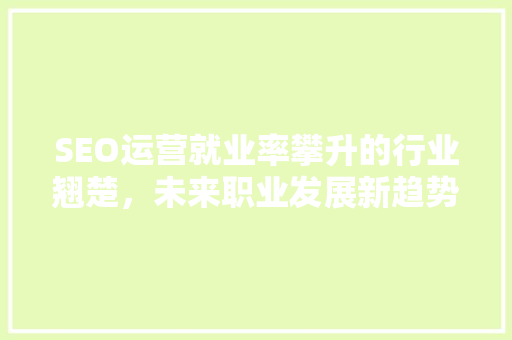SEO运营就业率攀升的行业翘楚，未来职业发展新趋势