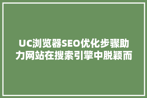 UC浏览器SEO优化步骤助力网站在搜索引擎中脱颖而出
