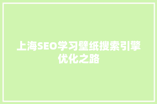 上海SEO学习壁纸搜索引擎优化之路
