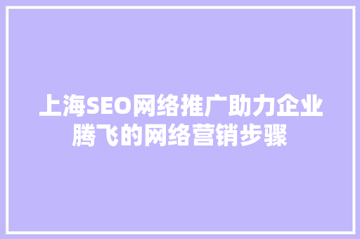 上海SEO网络推广助力企业腾飞的网络营销步骤