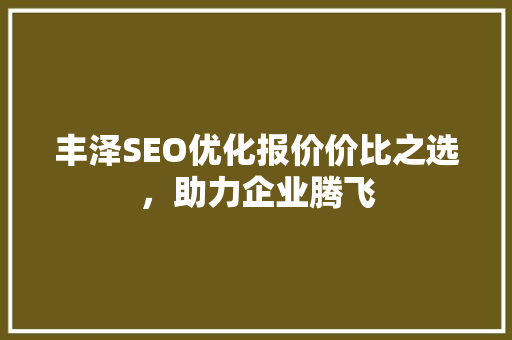 丰泽SEO优化报价价比之选,助力企业腾飞 丰泽SEO优化报价价比之选,助力企业腾飞