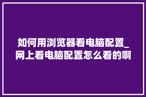 如何用浏览器看电脑配置_网上看电脑配置怎么看的啊