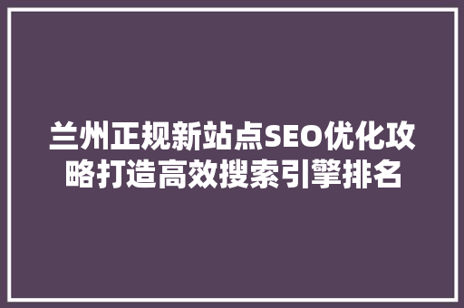 兰州正规新站点SEO优化攻略打造高效搜索引擎排名 兰州正规新站点SEO优化攻略打造高效搜索引擎排名