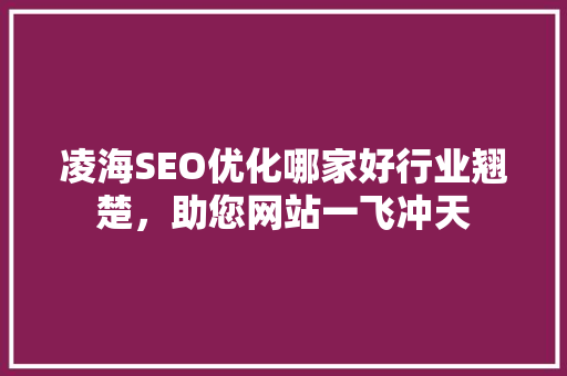 凌海SEO优化哪家好行业翘楚，助您网站一飞冲天
