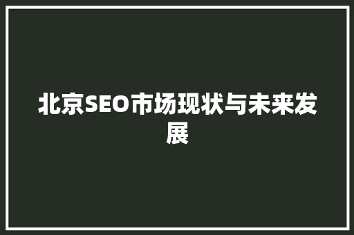 北京SEO市场现状与未来发展