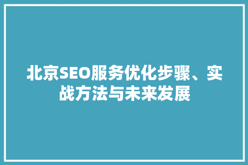 北京SEO服务优化步骤、实战方法与未来发展