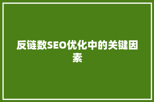 反链数SEO优化中的关键因素