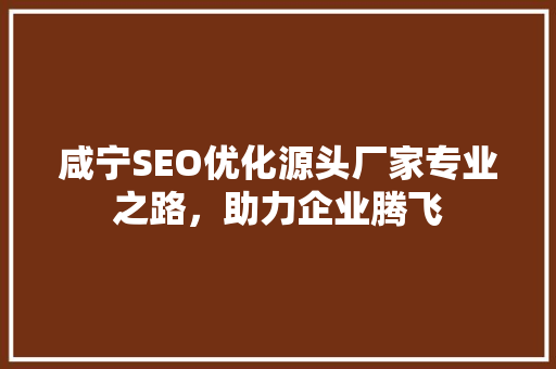 咸宁SEO优化源头厂家专业之路,助力企业腾飞 咸宁SEO优化源头厂家专业之路,助力企业腾飞