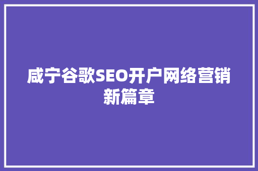咸宁谷歌SEO开户网络营销新篇章