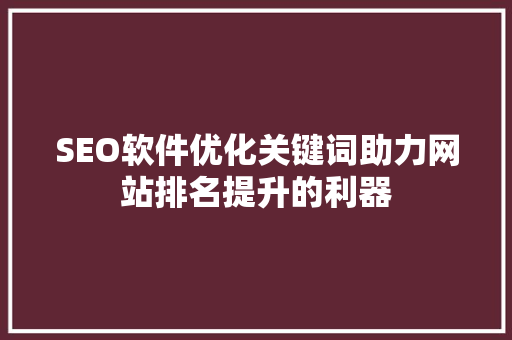 SEO软件优化关键词助力网站排名提升的利器