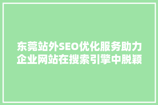 东莞站外SEO优化服务助力企业网站在搜索引擎中脱颖而出