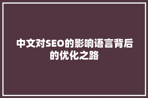 中文对SEO的影响语言背后的优化之路