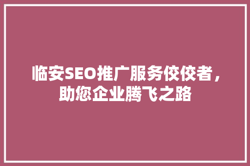 临安SEO推广服务佼佼者，助您企业腾飞之路