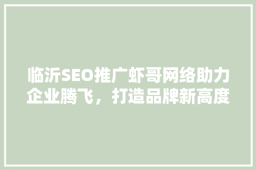 临沂SEO推广虾哥网络助力企业腾飞,打造品牌新高度 临沂SEO推广虾哥网络助力企业腾飞,打造品牌新高度