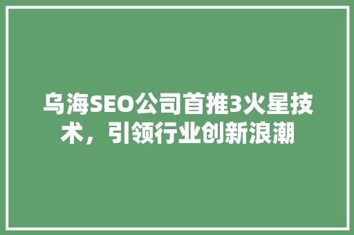 乌海SEO公司首推3火星技术，引领行业创新浪潮