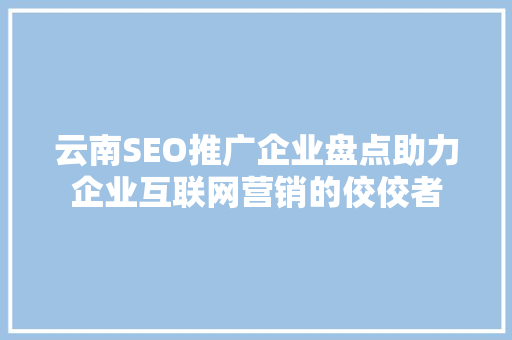 云南SEO推广企业盘点助力企业互联网营销的佼佼者