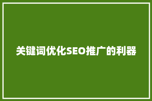 关键词优化SEO推广的利器 关键词优化SEO推广的利器