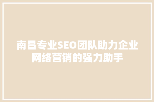 南昌专业SEO团队助力企业网络营销的强力助手