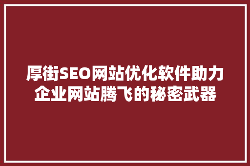 厚街SEO网站优化软件助力企业网站腾飞的秘密武器