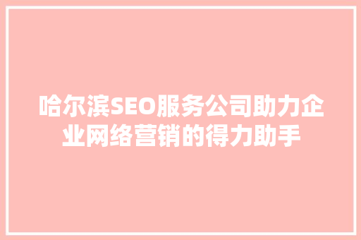 哈尔滨SEO服务公司助力企业网络营销的得力助手