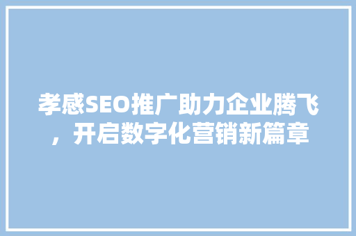 孝感SEO推广助力企业腾飞，开启数字化营销新篇章