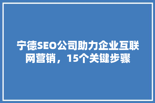 宁德SEO公司助力企业互联网营销，15个关键步骤