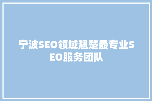 宁波SEO领域翘楚最专业SEO服务团队