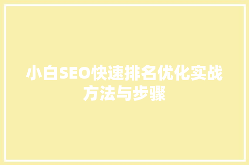 小白SEO快速排名优化实战方法与步骤