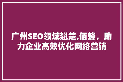广州SEO领域翘楚,佰蜂，助力企业高效优化网络营销