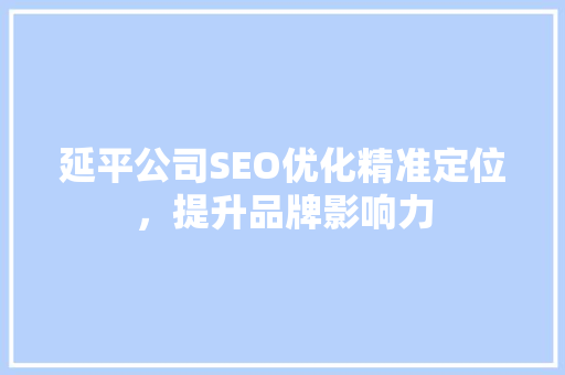延平公司SEO优化精准定位，提升品牌影响力