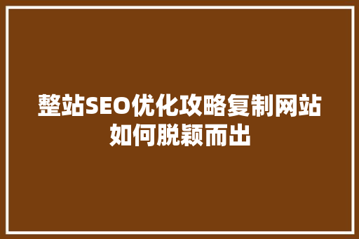整站SEO优化攻略复制网站如何脱颖而出