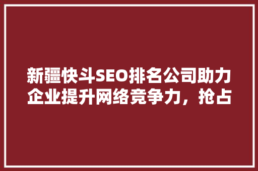 新疆快斗SEO排名公司助力企业提升网络竞争力，抢占市场先机