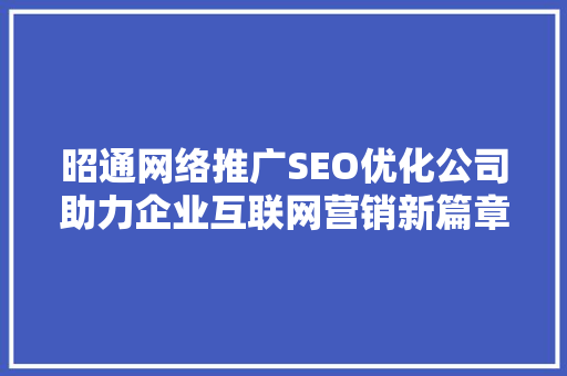 昭通网络推广SEO优化公司助力企业互联网营销新篇章